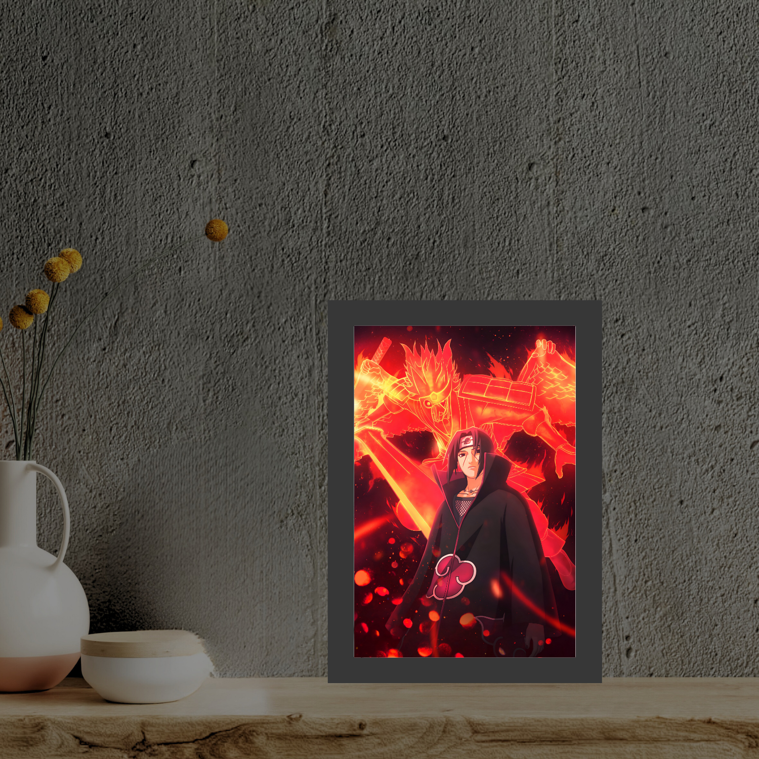 Itachi Light Painting Art Frame Night Light Table Lamp Bingkai Glow
