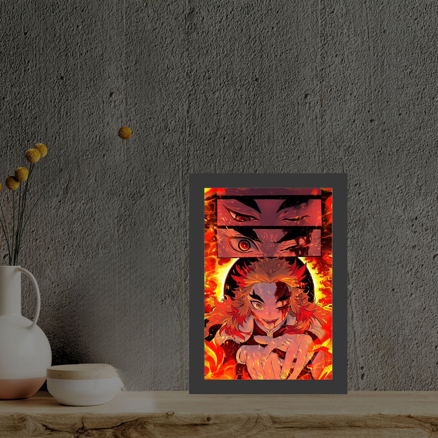 Senjuro Rengoku Light Painting Frame bingkai glow