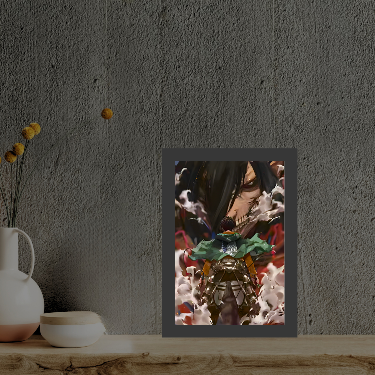 Attack on Titan  - Light Painting Art Frame Night Light Table Lamp Bingkai Glow