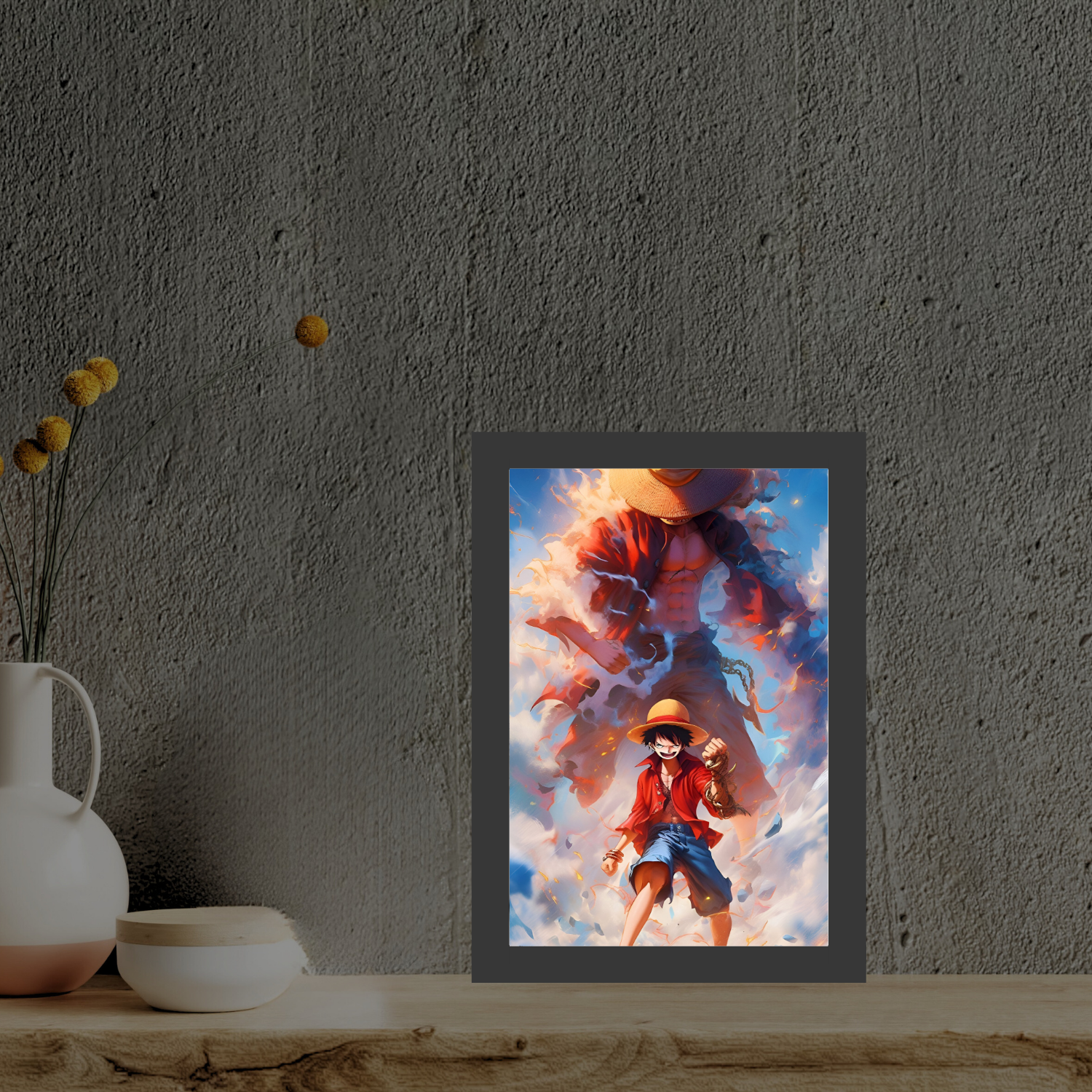 Luffy - One Piece Light Painting Frame bingkai glow