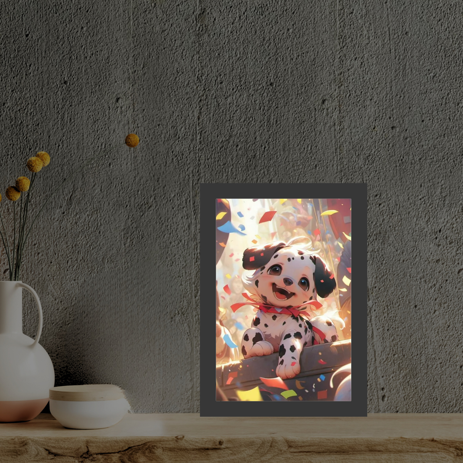 Festive Puppy Glow – Light Painting Frame