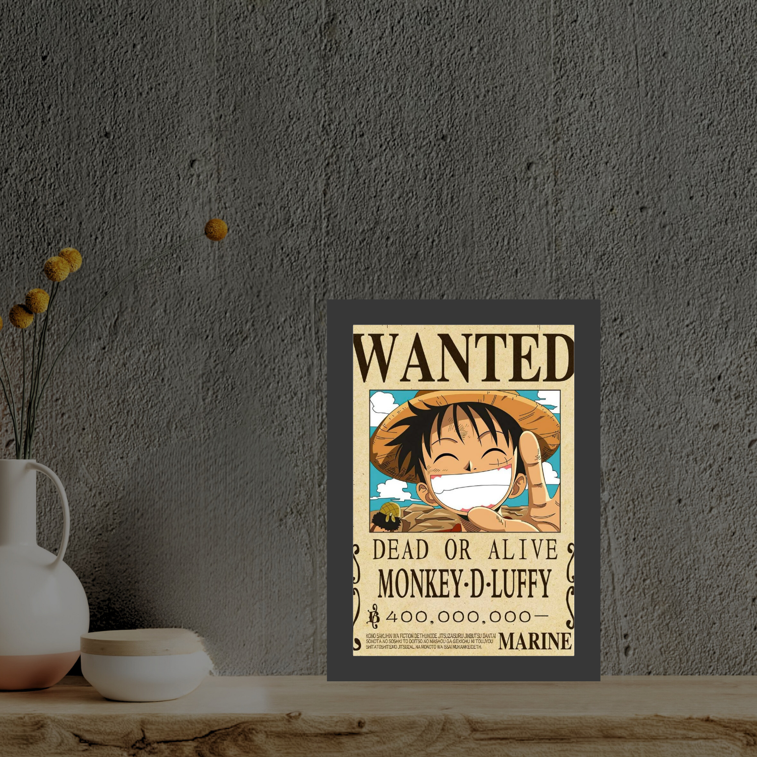 One Piece : Luffy Wanted Poster - Light Painting Bingkai Glow