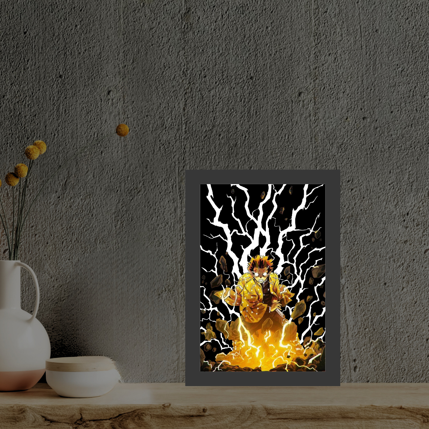 Demon Slayer: Zenitsu Agatsuma 2 Light Painting Frame bingkai glow