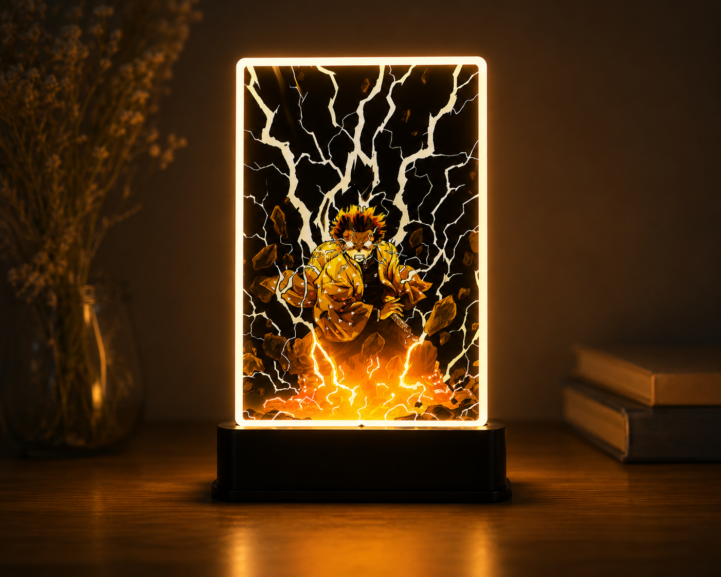 Wireless Rechargeable LED Anime Photo Frame | 4×6 Inch Acrylic Table Lamp | USB Type-C | 4-5 Hours Battery Backup | Premium Desk Decor & Gift