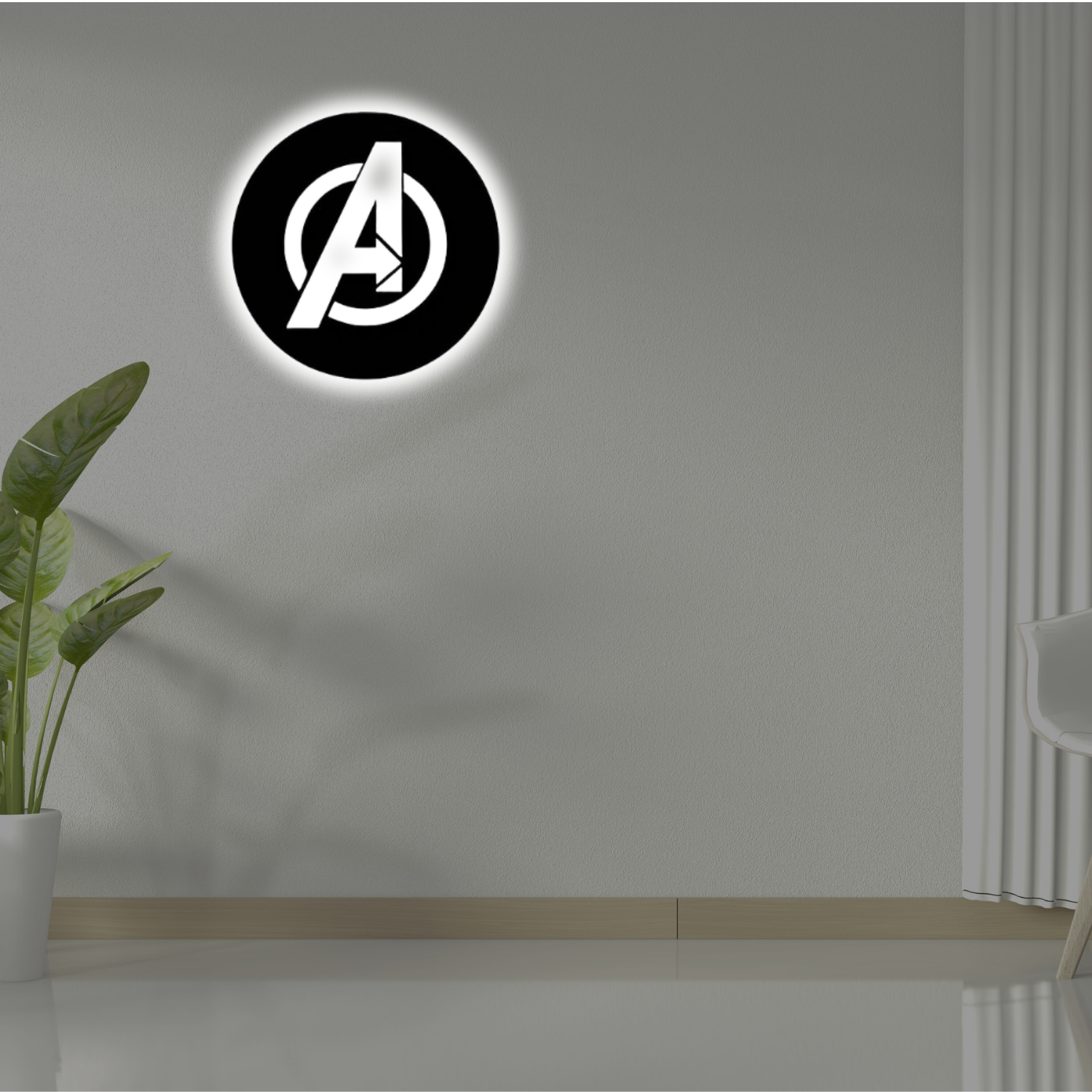 🛡️ Avengers LED Backlit Wall Hanging – 12 x 12 inches