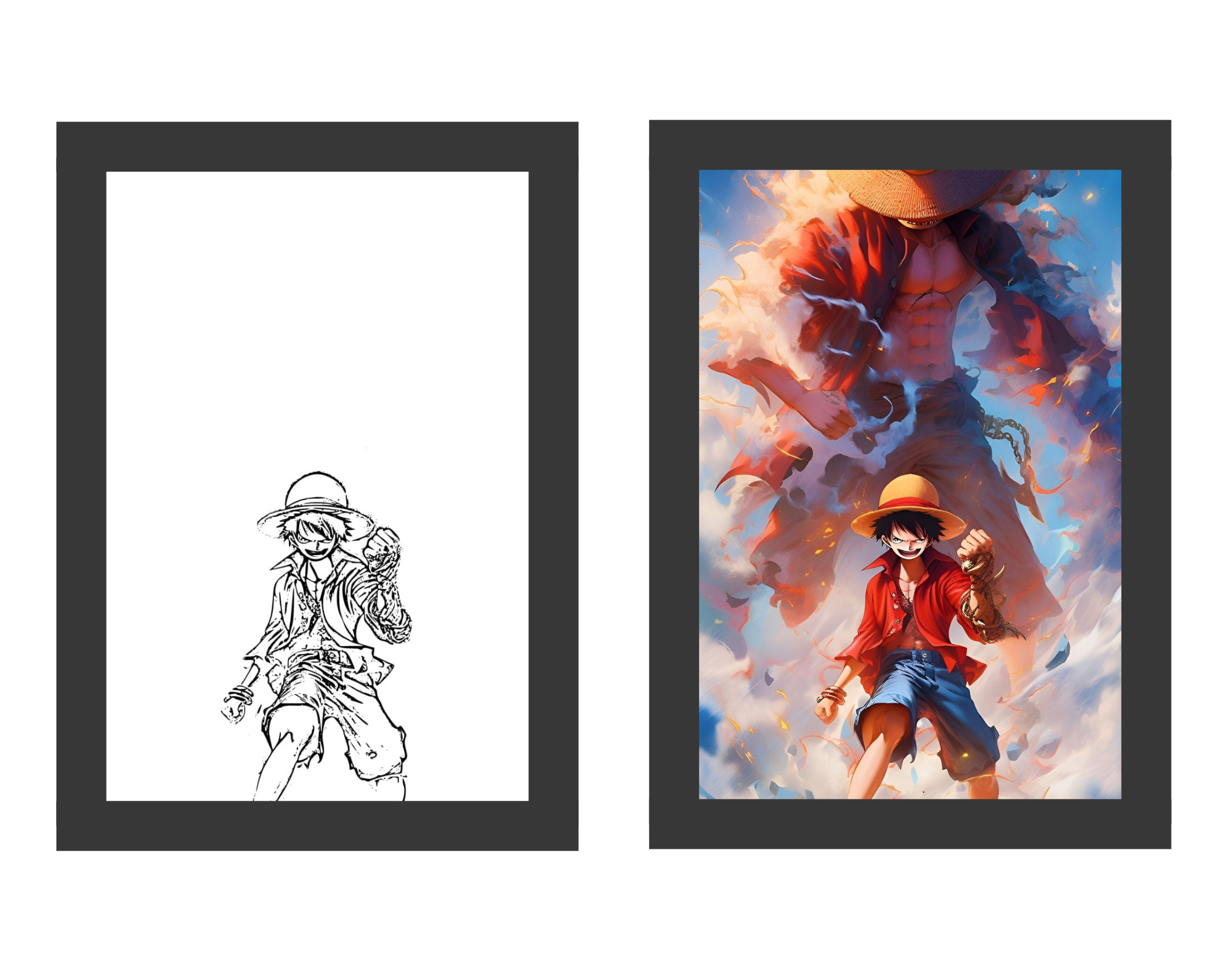 Luffy - One Piece Light Painting Frame bingkai glow