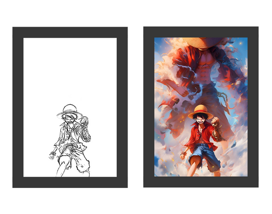 Luffy - One Piece Light Painting Frame bingkai glow