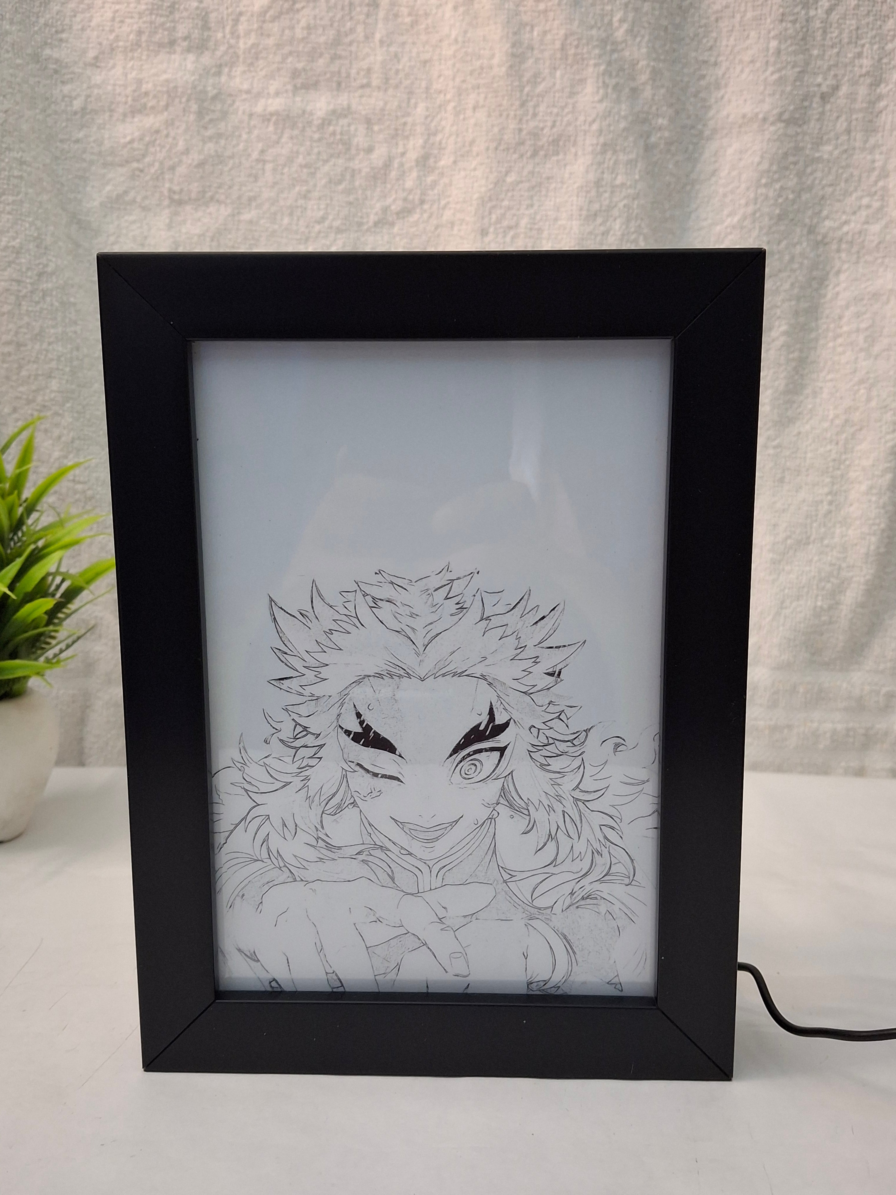 Senjuro Rengoku Light Painting Frame bingkai glow